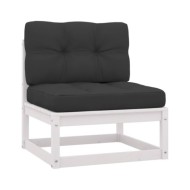 Salon de jardin 10 pcs avec coussins Blanc Bois de pin massif
