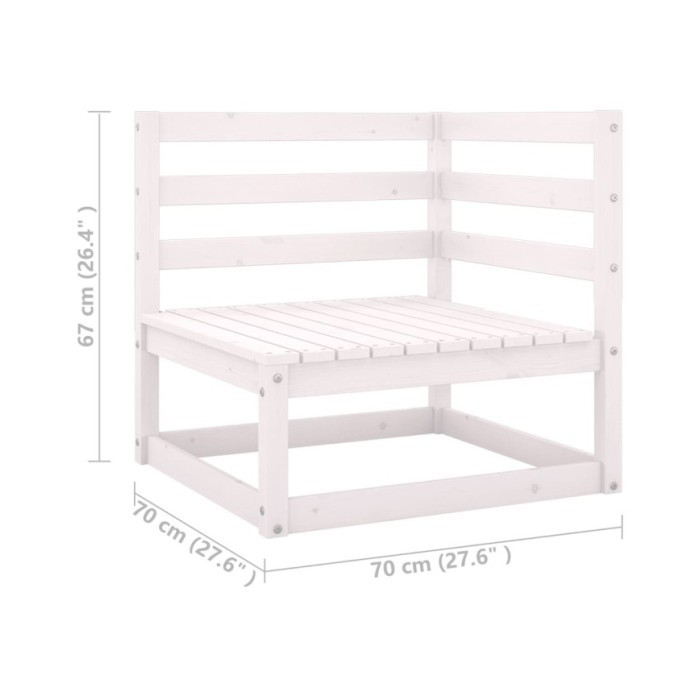 Salon de jardin 10 pcs avec coussins Blanc Bois de pin massif