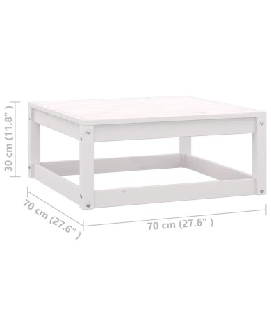 Salon de jardin 10 pcs avec coussins Blanc Bois de pin massif