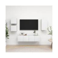 Ensemble de meuble TV 5 pcs Blanc Aggloméré