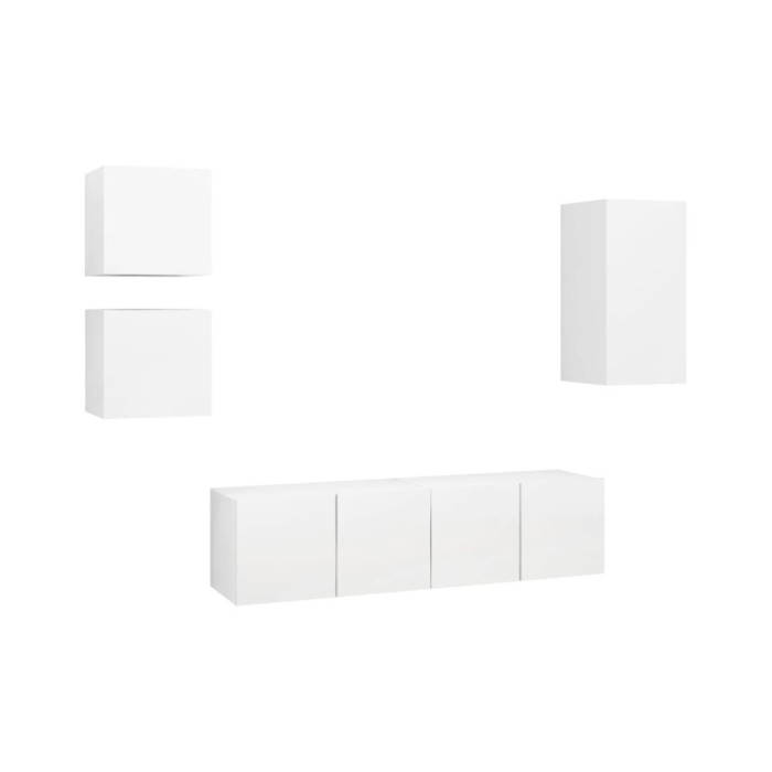 Ensemble de meuble TV 5 pcs Blanc Aggloméré