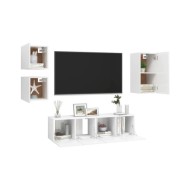 Ensemble de meuble TV 5 pcs Blanc Aggloméré