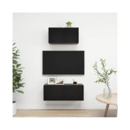 Ensemble de meuble TV 2 pcs Noir Aggloméré