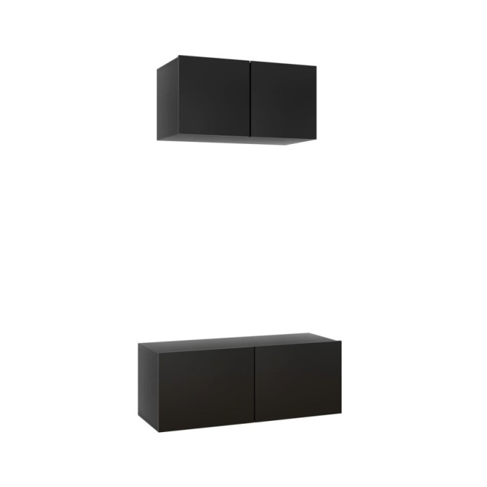 Ensemble de meuble TV 2 pcs Noir Aggloméré