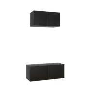 Ensemble de meuble TV 2 pcs Noir Aggloméré