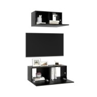 Ensemble de meuble TV 2 pcs Noir Aggloméré