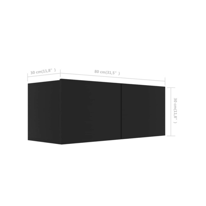 Ensemble de meuble TV 2 pcs Noir Aggloméré
