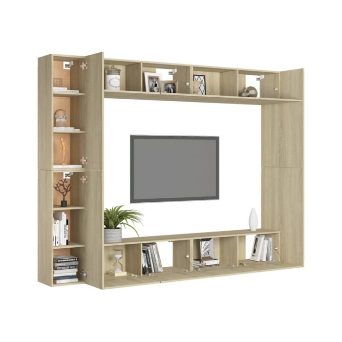 Ensemble de meubles TV 8 pcs Chêne sonoma Aggloméré 