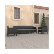 Salon de jardin 3 pcs avec coussins PP Rotin Anthracite