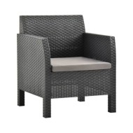 Salon de jardin 3 pcs avec coussins PP Rotin Anthracite