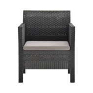 Salon de jardin 3 pcs avec coussins PP Rotin Anthracite