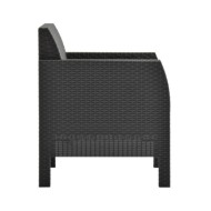 Salon de jardin 3 pcs avec coussins PP Rotin Anthracite