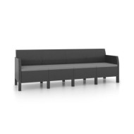 Salon de jardin 3 pcs avec coussins PP Rotin Anthracite
