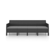 Salon de jardin 3 pcs avec coussins PP Rotin Anthracite