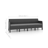 Salon de jardin 3 pcs avec coussins PP Rotin Anthracite