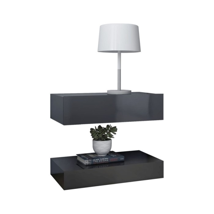 Table de chevet Gris brillant 60x35 cm Aggloméré