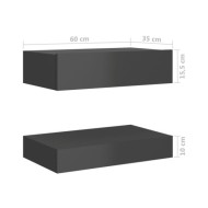 Table de chevet Gris brillant 60x35 cm Aggloméré