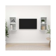 Meubles TV muraux 2 pcs Blanc brillant Aggloméré