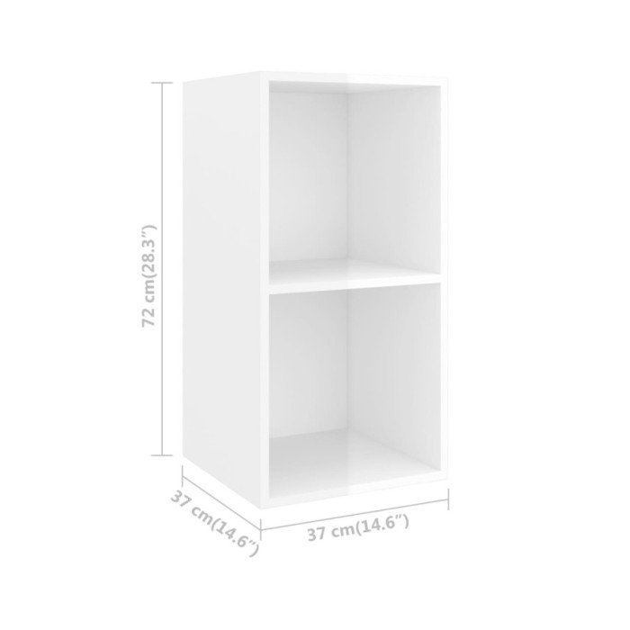 Meubles TV muraux 2 pcs Blanc brillant Aggloméré