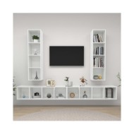 Meubles TV muraux 4 pcs Blanc brillant Aggloméré