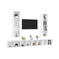 Meubles TV muraux 4 pcs Blanc brillant Aggloméré