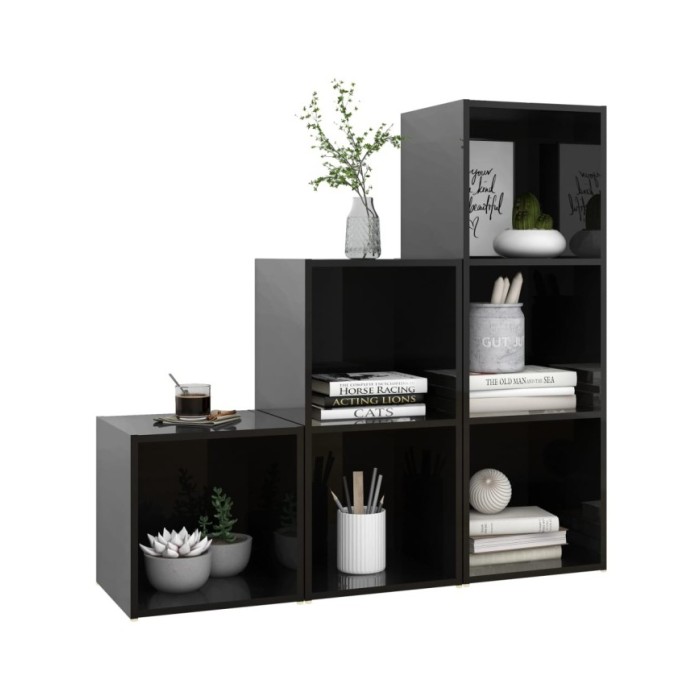 Ensemble de meubles TV 3 pcs Noir brillant Aggloméré