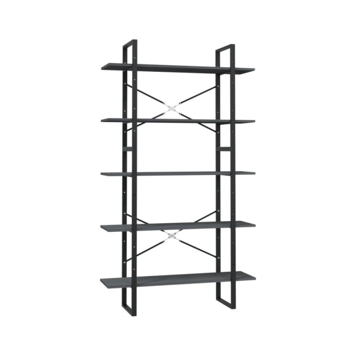Bibliothèque à 5 niveaux Gris 100x30x175 cm Bois de pin