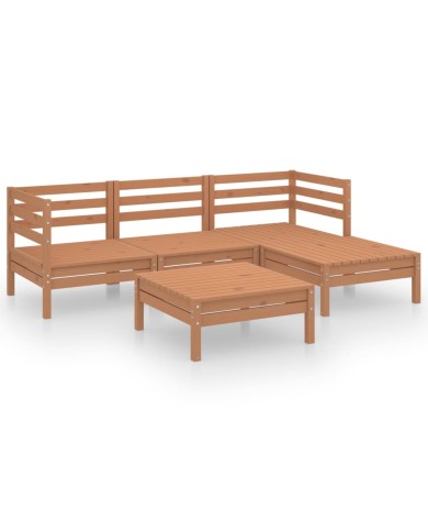 Salon de jardin 5 pcs Bois de pin massif Marron miel