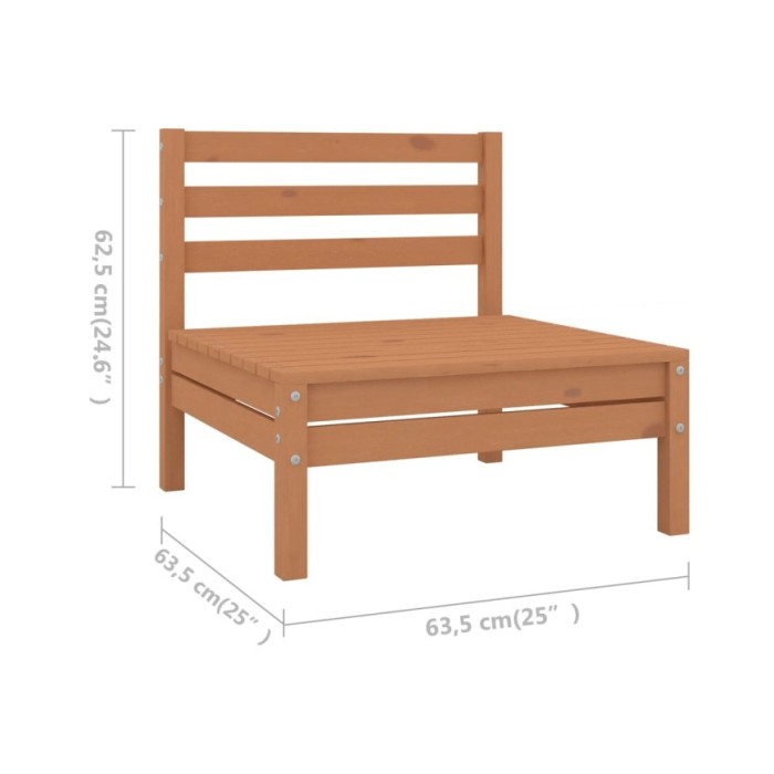 Salon de jardin 5 pcs Bois de pin massif Marron miel