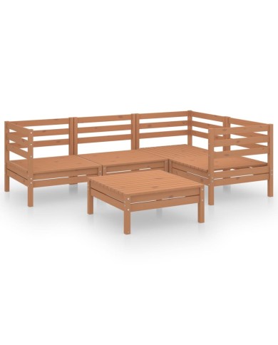 Salon de jardin 5 pcs Bois de pin massif Marron miel