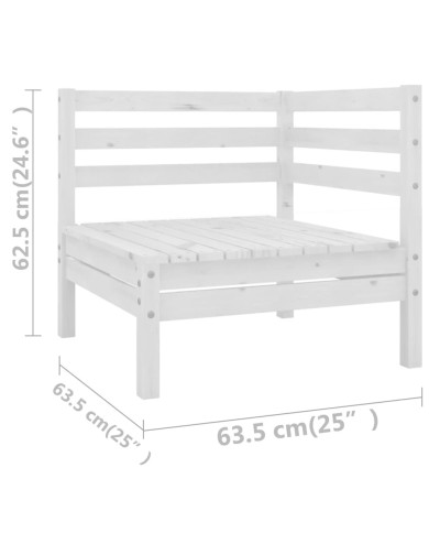 Salon de jardin 6 pcs Blanc Bois de pin massif