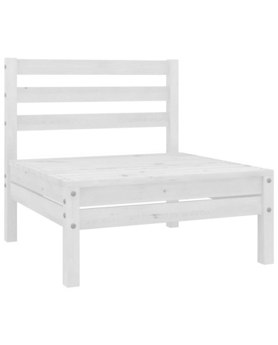Salon de jardin 11 pcs Blanc Bois de pin massif