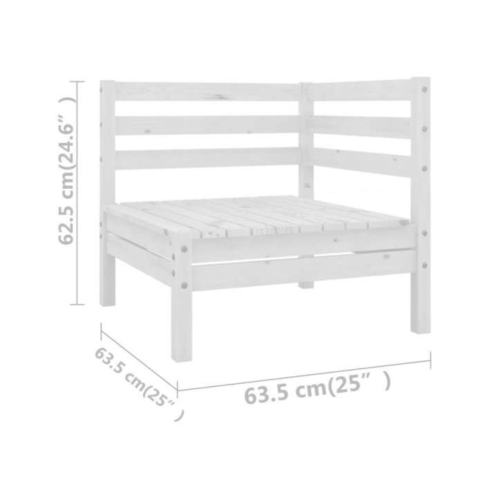 Salon de jardin 11 pcs Blanc Bois de pin massif