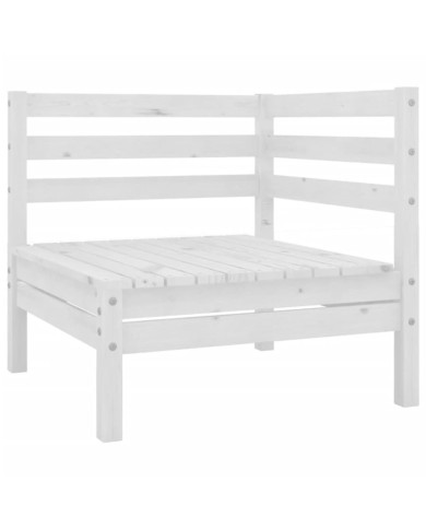 Salon de jardin 6 pcs Blanc Bois de pin massif