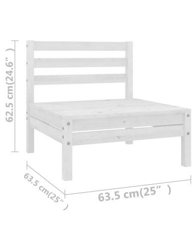 Salon de jardin 6 pcs Blanc Bois de pin massif