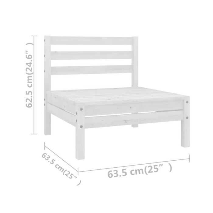 Salon de jardin 6 pcs Blanc Bois de pin massif