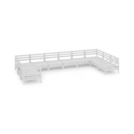 Salon de jardin 10 pcs Blanc Bois de pin massif