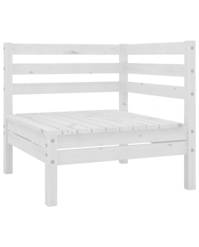 Salon de jardin 10 pcs Blanc Bois de pin massif