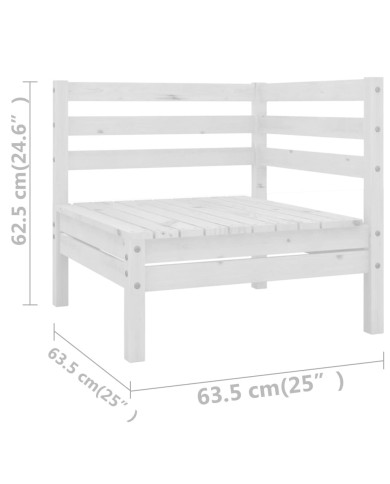 Salon de jardin 10 pcs Blanc Bois de pin massif