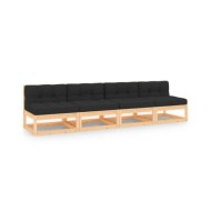 Salon de jardin 4 pcs avec coussins Bois de pin massif