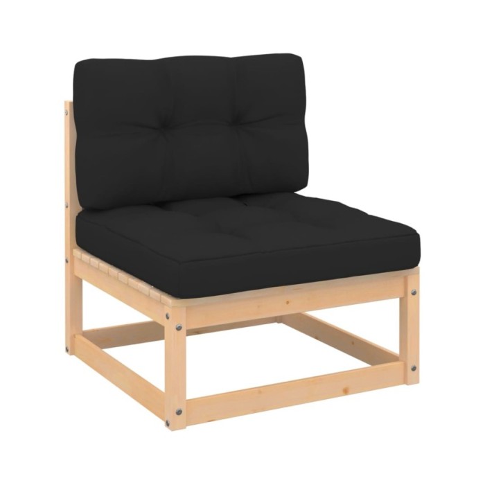 Salon de jardin 4 pcs avec coussins Bois de pin massif