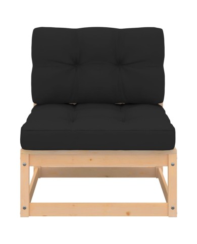Salon de jardin 4 pcs avec coussins Bois de pin massif