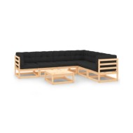 Salon de jardin 7 pcs avec coussins Bois de pin massif