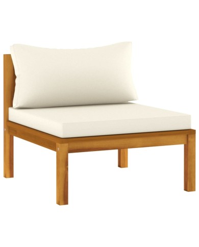 Salon de jardin 4 pcs avec coussin crème Bois d'acacia solide
