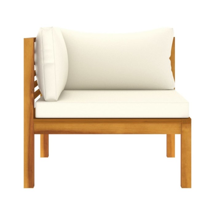 Salon de jardin 4 pcs avec coussin crème Bois d'acacia solide