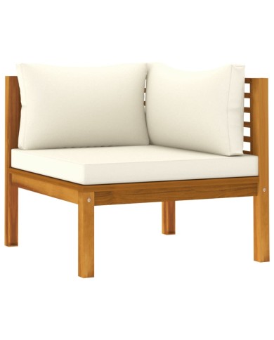 Salon de jardin 4 pcs avec coussin crème Bois d'acacia solide