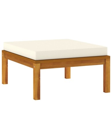 Salon de jardin 4 pcs avec coussin crème Bois d'acacia solide