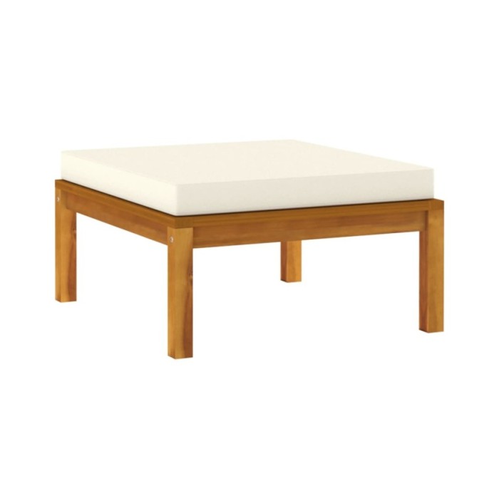 Salon de jardin 4 pcs avec coussin crème Bois d'acacia solide