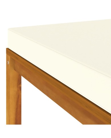 Salon de jardin 4 pcs avec coussin crème Bois d'acacia solide