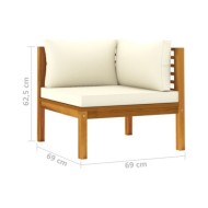 Salon de jardin 4 pcs avec coussin crème Bois d'acacia solide